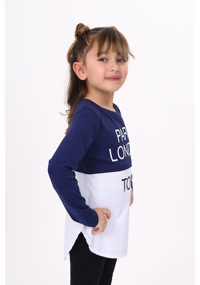 Toontoy Kids Toontoy Kız Çocuk Paris London Baskılı T-shirt Lacivert