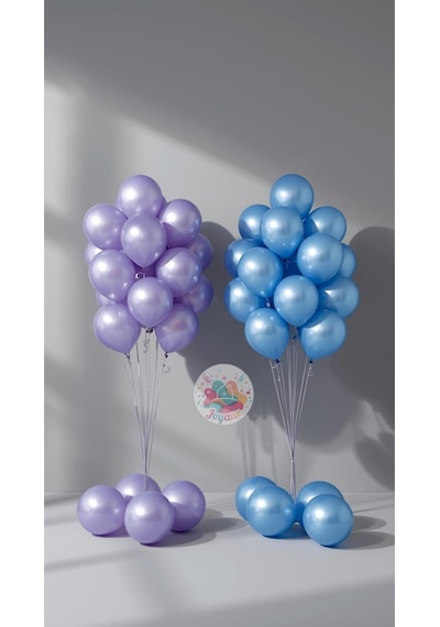 Cinsiyet Partisi Balon Seti Mavi Lavanta Baby Shower Balon Buketi Gender Reveal Dekor 2 Li Set Çok Renkli