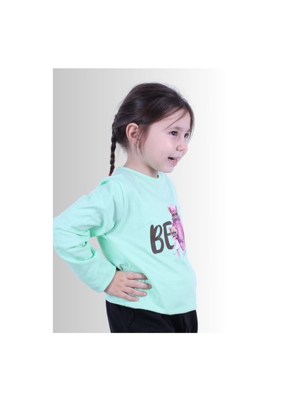 Panios Kids Kız Çocuk Baskılı T-shirt Yeşil1 Yeşil