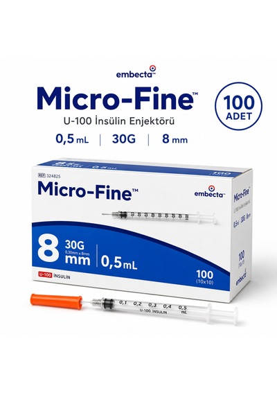 Embecta Micro-fine U-100 0,5 Ml 30g 8 Mm İnsülin Enjektörü 100 Adet