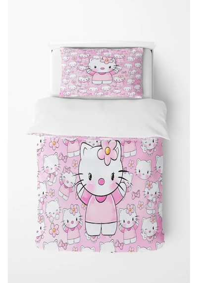 Dijital Baskı Hello Kitty Nevresim Takımı