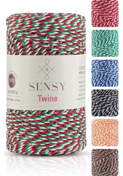 Premium 200 Metre 200 G Kırmızı Yeşil Beyaz Paket Ip Hediye Paketleme Ipi Marteniçka Ipi Twine Baker
