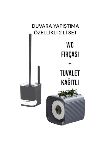 Buççin Online Mağaza 2 Li Set-kendinden Yapışkanlı Tuvalet Kağıdı Wc Kağıt Asacağı Ve Banyo Lavabo Wc Temizleme Fırçası P Çok Renkli