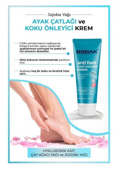 Bebak 100 Ml Ayak Çatlak Ve Koku Önleyici Ayak Bakım Kremi Hızlı Emilim Özelliği İle