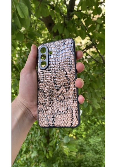 Samsung Uyumlu Galaxy A56 Yılan Desenli Kabartma Dokulu Kılıf Açık Kiremit
