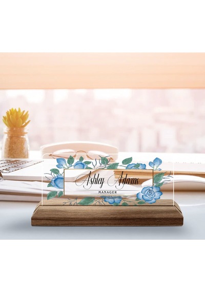 Bk Gift Kişiye Özel İsimli Ahşap Tabanlı Akrilik Masa İsimliği-6, Ofis Dekoru, Mesleki Hediye, Ofis Hediyeleri Kobitmeyen137732 Bk Gift