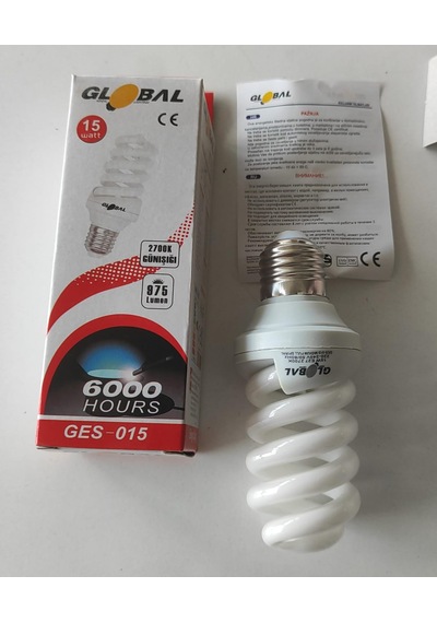Gl0bal 15w E27 Duy 2700k Gün Işığı Spiral Tasarruflu Ampul