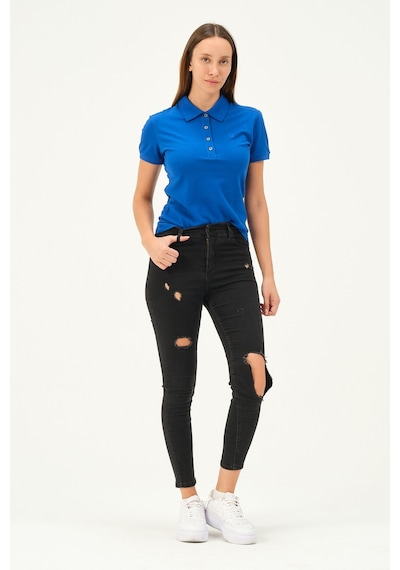 Msw Kadın Kısa Kollu Regular Fit Polo Yaka T-shirt Sax