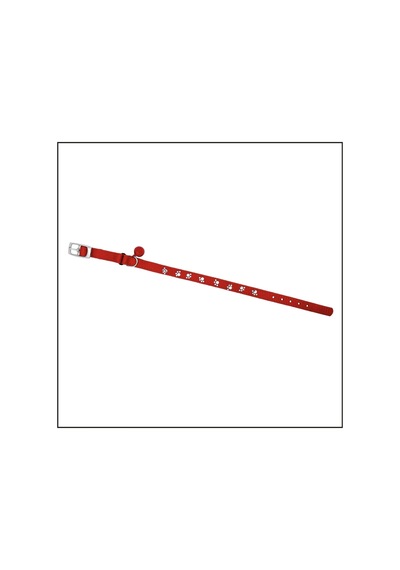 Uyguna-yakala 10mm 30cm Kırmızı Pati Baskılı Kedi-köpek Tasması-sma.302
