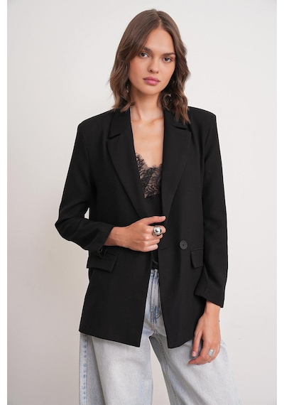 Mixray 4516 Kadın Bezayağı Blazer Ceket Siyah