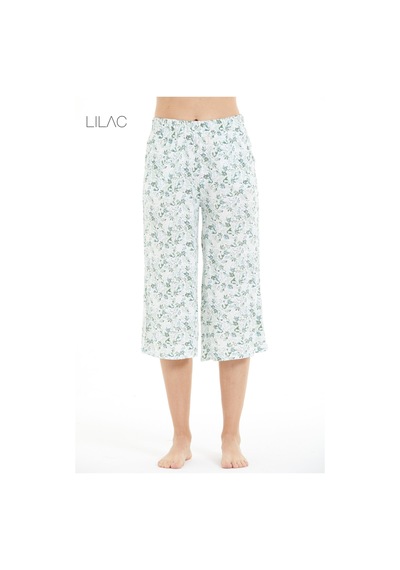 Lılac Kadın %100 Viskon Çiçek Desenli Pijama Altı Capri Mint Mint