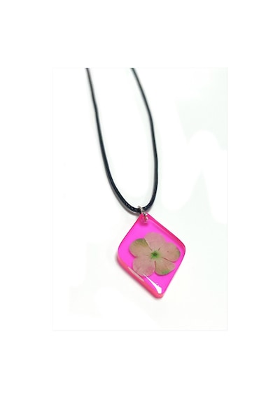 Kartopu Çiçeği Baklava Dilimli Epoksi Kolye-pembe N145 Çok renkli