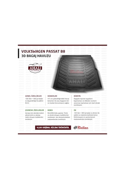 Rizline Volkswagen Passat B8 3D Bagaj Havuzu+Araç Koku