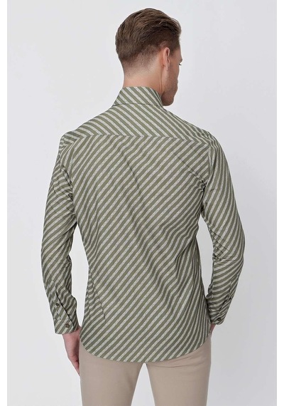 Efor G 1517 Slim Fit Haki Spor Gömlek Haki