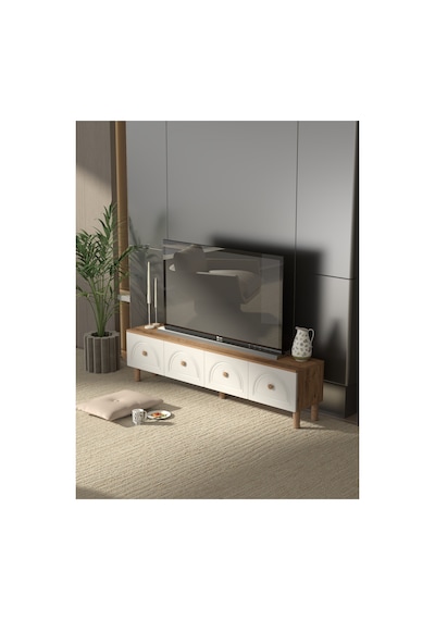 Bohem Tarz 180 Cm 4 Kapaklı Mdf Kapak Tv Ünitesi Ceviz