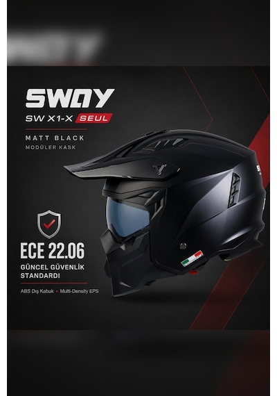 Sway Sw-x1 Seul Modüler Motosiklet Kask Siyah