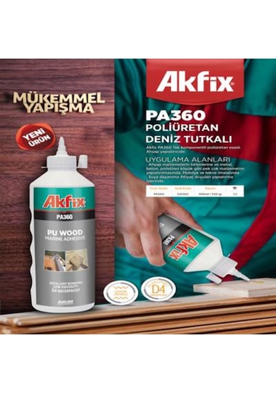 Akfix Pa360 Poliüretan Ahşap Yapıştırıcısı Deniz Tutkalı 560 Gr N11.4806