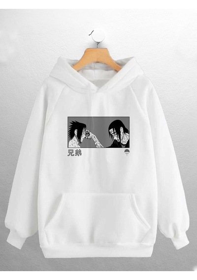 Macklin Unisex Kadın Erkek Uchiha Itachi Naruto Anime Baskılı Sweatshirt Beyaz Mck0783 Beyaz