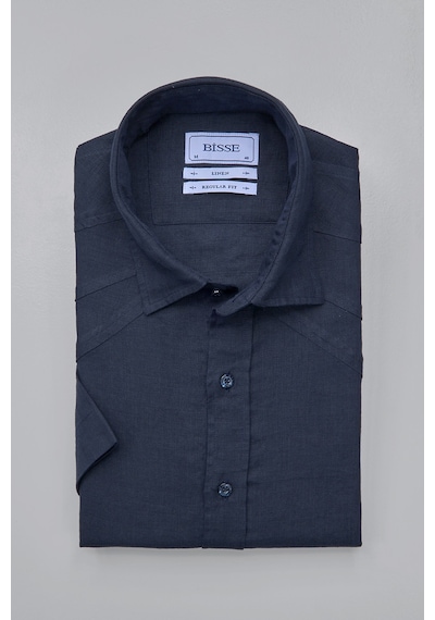 Bisse Birit Yaka Kısa Kollu Regular Fit Lacivert Erkek Gömlek Gmktna1224013 E39 Lacivert