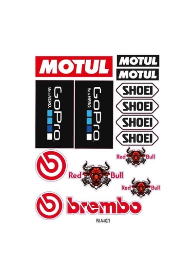 Motosiklet Sponsor Dekor Tasarım A4 Çoklu Sticker Seti Diğer