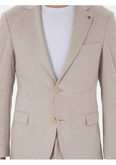 Cacharel Bej Slim Fit Dokulu Takım Elbise
