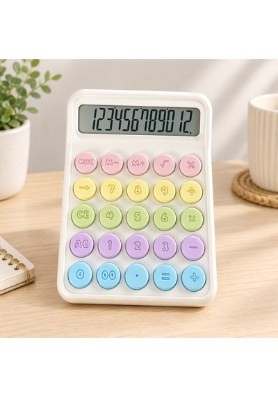 Retro Renkli Orta Hesap Makinesi Açık Pembe