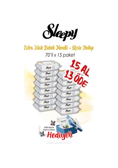 Sleepy 70'li Extra Islak Bebek Havlusu ve Rosıe Tekli
