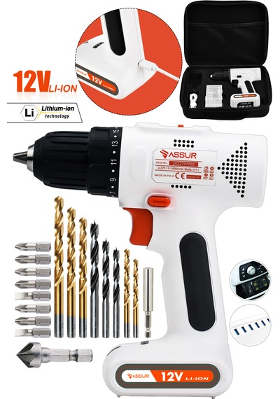 Assur ASR001 12V Usb Şarjlı Matkap Vidalama Dahili Batarya Beyaz
