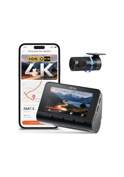 70mai A800se Dashcam Araç Ön Arka 4k Hdr 2160p+1080p, Çift Araç Kamerası 3" Ips, F1.55 Açıklıklı Gece Görüşü, 210s Buffer Acil Durum Ön Kayıt, Park İzleme Micro Sd Kart Dahil Değil 70mai A800se Dashcam Araç Ön Arka 4k Hdr 2160p+1080p, Çift Araç Kamerası 3" Ips, F1.55 Açıklıklı Gece Görüşü, 210s Buffer Acil Durum Ön Kayıt, Park İzleme Micro Sd Kart Dahil Değil