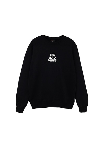 No Bad Vibes Baskılı Sweatshirt Siyah