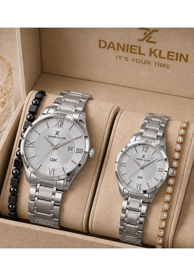 Daniel Klein Çift Sevgili Saati Bileklik Hediyeli Çelik Krdn 3 Atm Suya Dayanıklı Saat Vs.blkt.1186 Gümüş