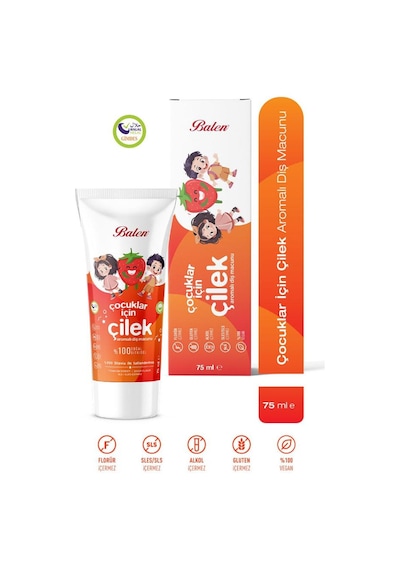 Balen Çocuklar İçin Doğal Çilek Özlü Diş Macunu 75 Ml