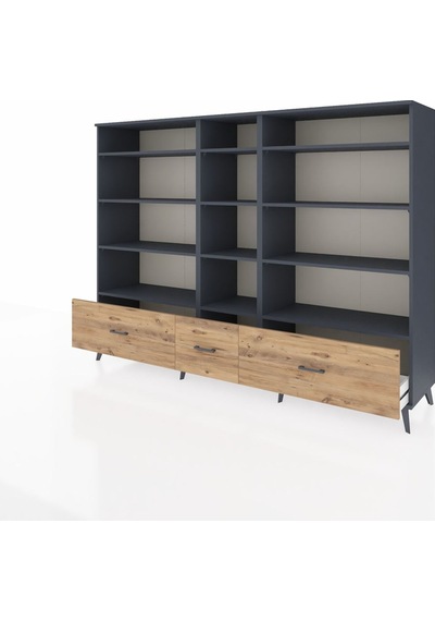 Hyperion Dolap 12 Raflı 3 Çekmeceli 220x44x163 Antrasit-antrasit Antrasit-antrasit/çam Hyperion Dolap 12 Raflı 3 Çekmeceli 220x44x163 Antrasit-antrasit Antrasit-antrasit/çam