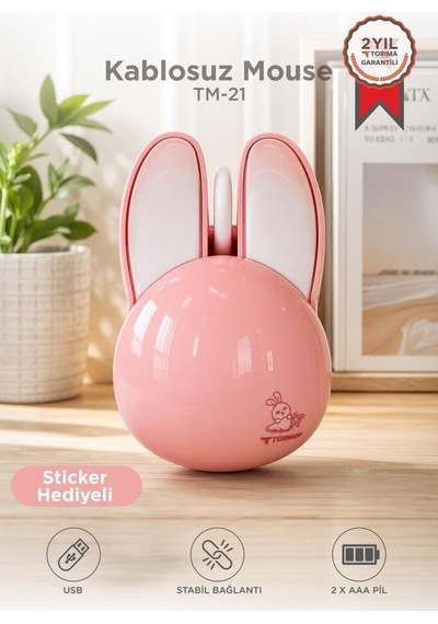 Tavşan Kulaklık Sessiz Mouse 1200 Dpı Tm21 Günlük Kullanım Bilgisayar Faresi Taşınabilir Fare Diğer