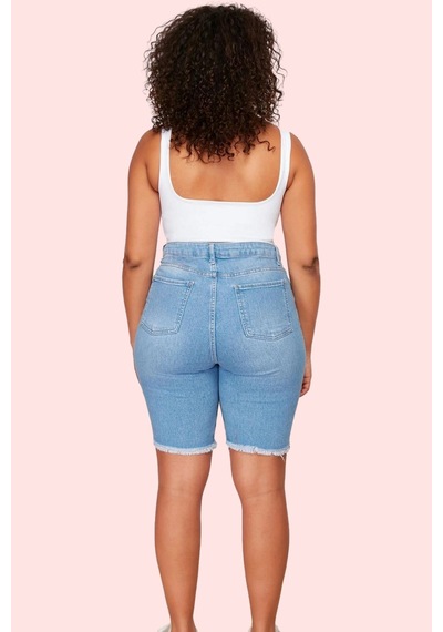 Ersefa Kadın Skinny Denim Şort Pamuk Rahat Günlük Yaz Kombinleri İçin Ha mavi