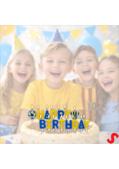 Sarı Lacivert Happy Birthday 15 Parça Doğum Günü Mum Seti 0 - 99