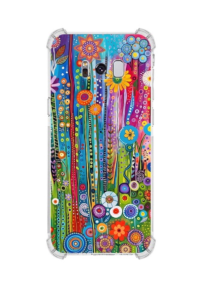Printify Samsung Galaxy S8 Plus İle Uyumlu Düşlerin Dansı Serisi Folklorik Bahçe Tasarımlı Uv Baskılı Köşe Korumalı Antişok Kılıf Şeffaf