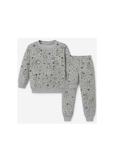 Beka Kids Kız Çocuk Pijama Takımı 2'li Set Kalp Ve Kız Çocuk Desenli Çocuk Pijama Takımı %100 Pamuklu Gri