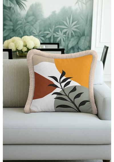 Modern Geometrik Saçaklı Yastık Kılıfı - Yaprak Motifli Retro Hardal Yeşil Püsküllü Kırlent Kılıfı Okyanus Deniz Mavisi Modern Geometrik Saçaklı Yastık Kılıfı - Yaprak Motifli Retro Hardal Yeşil Püsküllü Kırlent Kılıfı Okyanus Deniz Mavisi