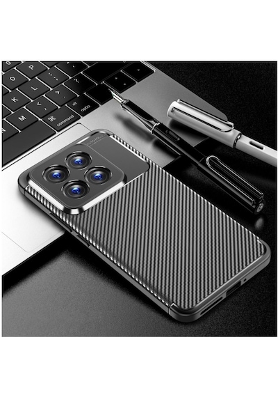 Xiaomi 15t Pro Uyumlu Silikon Kılıf Karbon Desenli Autofocus Tam Koruma Kapak - Lacivert Lacivert