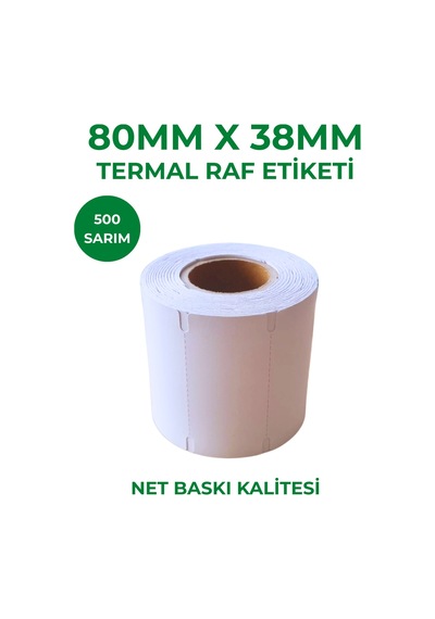80x38 Termal Karton Raf Etiketi 500 Sarım 10 Adet