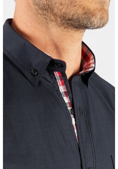 Tudors Klasik Fit Rahat Kesim Poplin Oxford Erkek Gömlek-23430 Lacivert