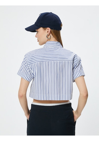 Koton Kısa Kollu Gömlek Crop Düğmeli Klasik Yaka Slim Fit Lacivert Çizgili 4sal60243ıw Lacivert Çizgili Koton Kısa Kollu Gömlek Crop Düğmeli Klasik Yaka Slim Fit Lacivert Çizgili 4sal60243ıw Lacivert Çizgili