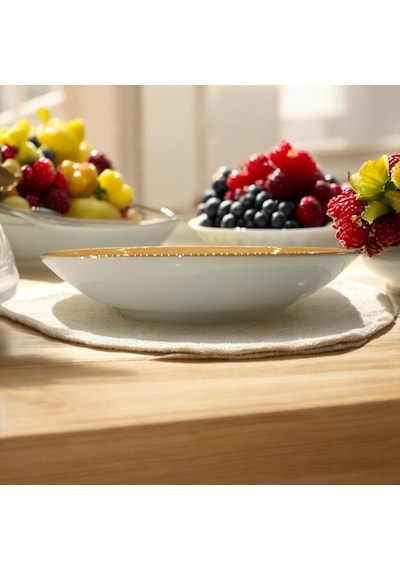 Tektava Master Chef Handmade 6lı Porselen 19 Cm Çukur Yemek Tabağı - Turuncu Renkli