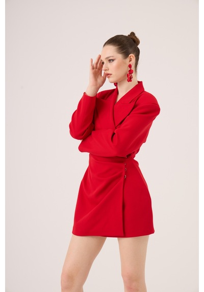 Holly Lolly Beli Drape Detaylı Heleni Blazer Ceket Kırmızı