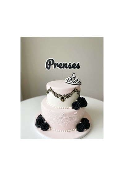 2 Adet Prenses Yazılı Pasta Süsü Cake Topper Seti - Doğum Günü Ve Baby Shower Pasta Dekoru