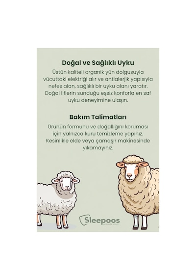 Sleepoos Çift Kişilik Yün Yatak Pedi