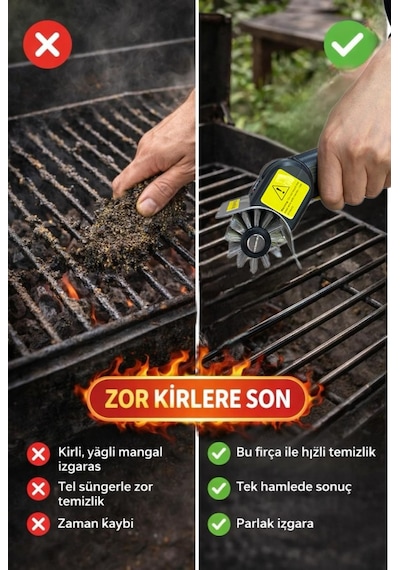 Kraft Hart Mangal Temizleme Fırçası Çelik Tel Izgara Temizleyici Barbekü Grill Fırçası Dayanıklı Saplı