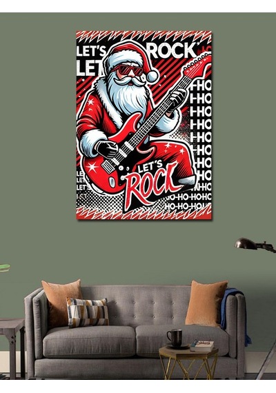 Kanvas Tablo Noel Baba Rock Gitar Çalıyor 50cmx70cm