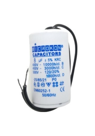 8 Mf Plastik Tüp Kondansatör 400-450 V (daimi)